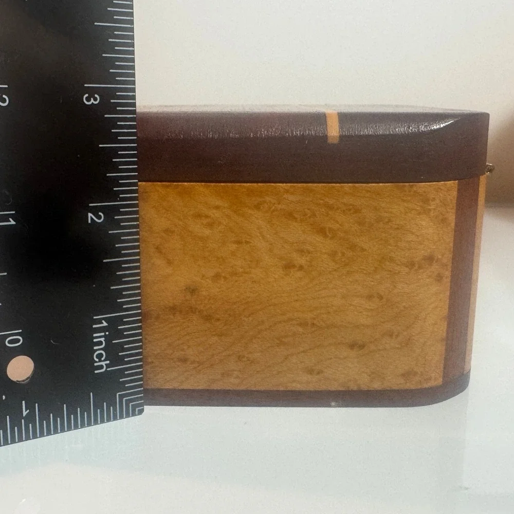 Wooden Keepsake Trinket Box Inlaid Wood Hinged Lid Decorative Storage‎ Jewelry